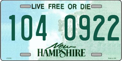 NH license plate 1040922