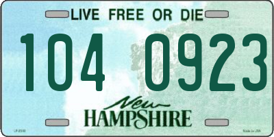 NH license plate 1040923