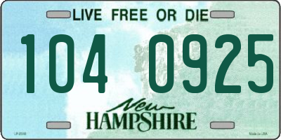 NH license plate 1040925