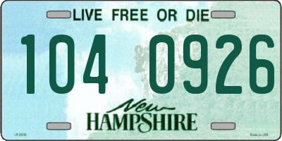 NH license plate 1040926