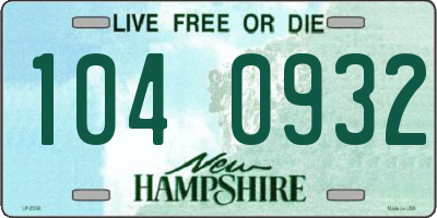NH license plate 1040932
