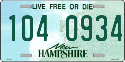 NH license plate 1040934