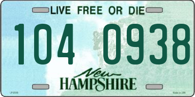 NH license plate 1040938