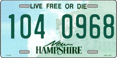 NH license plate 1040968