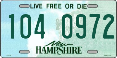 NH license plate 1040972