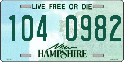 NH license plate 1040982