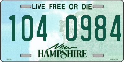 NH license plate 1040984