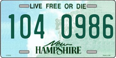 NH license plate 1040986