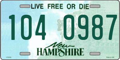 NH license plate 1040987