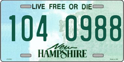 NH license plate 1040988