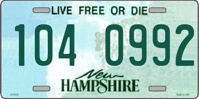 NH license plate 1040992