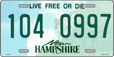 NH license plate 1040997