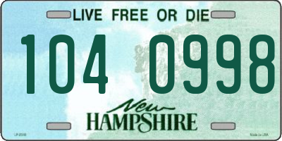 NH license plate 1040998
