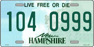 NH license plate 1040999