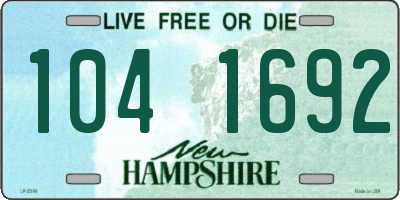 NH license plate 1041692