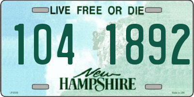 NH license plate 1041892
