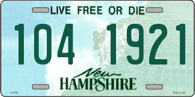 NH license plate 1041921