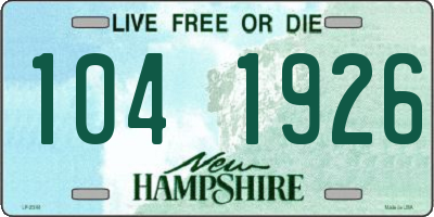 NH license plate 1041926