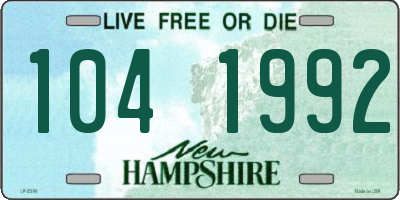 NH license plate 1041992
