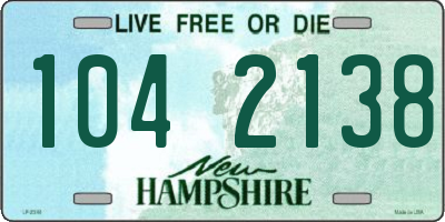 NH license plate 1042138