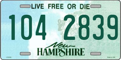 NH license plate 1042839