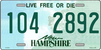 NH license plate 1042892