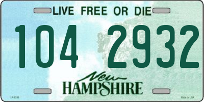 NH license plate 1042932
