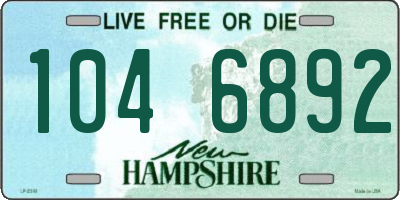 NH license plate 1046892