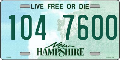 NH license plate 1047600