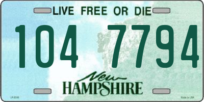 NH license plate 1047794