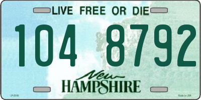 NH license plate 1048792