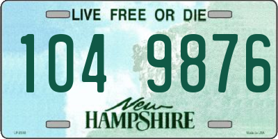 NH license plate 1049876