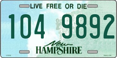 NH license plate 1049892