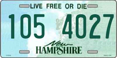 NH license plate 1054027
