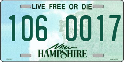 NH license plate 1060017