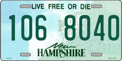 NH license plate 1068040