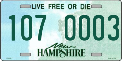 NH license plate 1070003