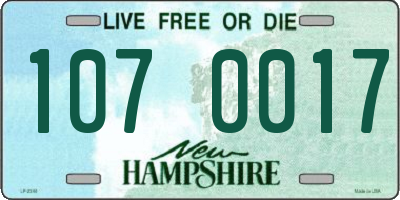 NH license plate 1070017