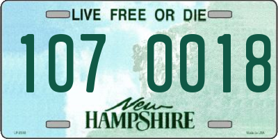NH license plate 1070018
