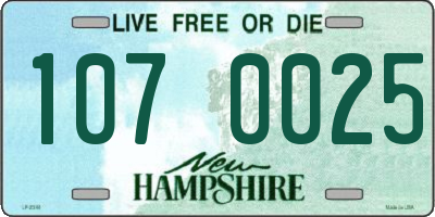 NH license plate 1070025