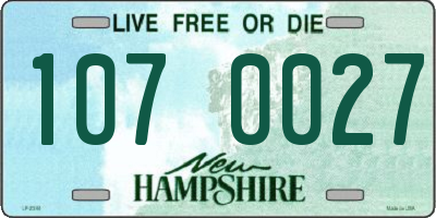 NH license plate 1070027