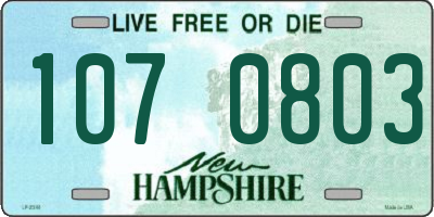 NH license plate 1070803
