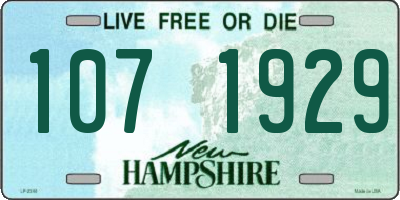 NH license plate 1071929