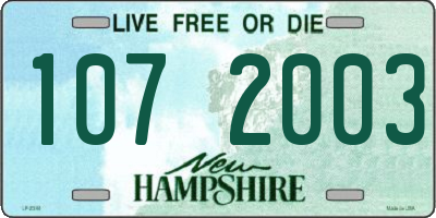 NH license plate 1072003