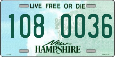 NH license plate 1080036
