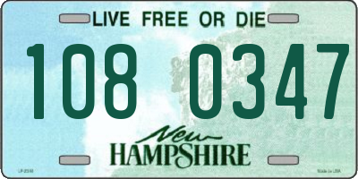 NH license plate 1080347