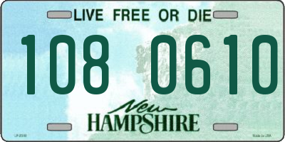 NH license plate 1080610