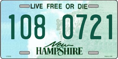 NH license plate 1080721