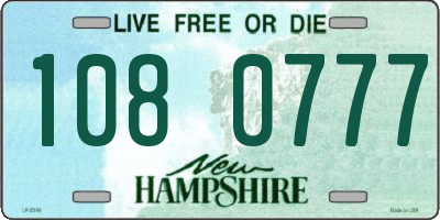 NH license plate 1080777