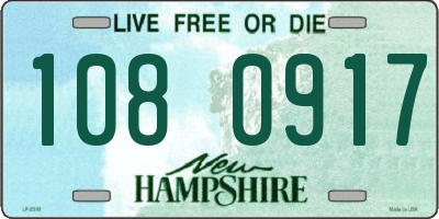 NH license plate 1080917